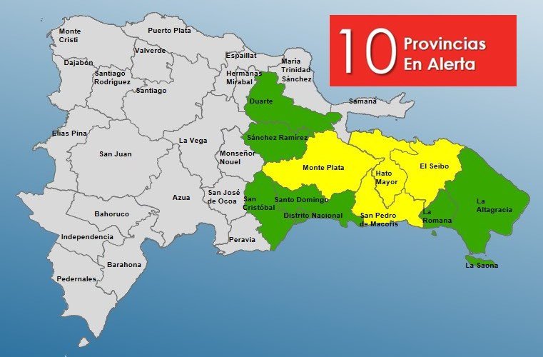 Aumentan a 10 las provincias en alerta por vaguada