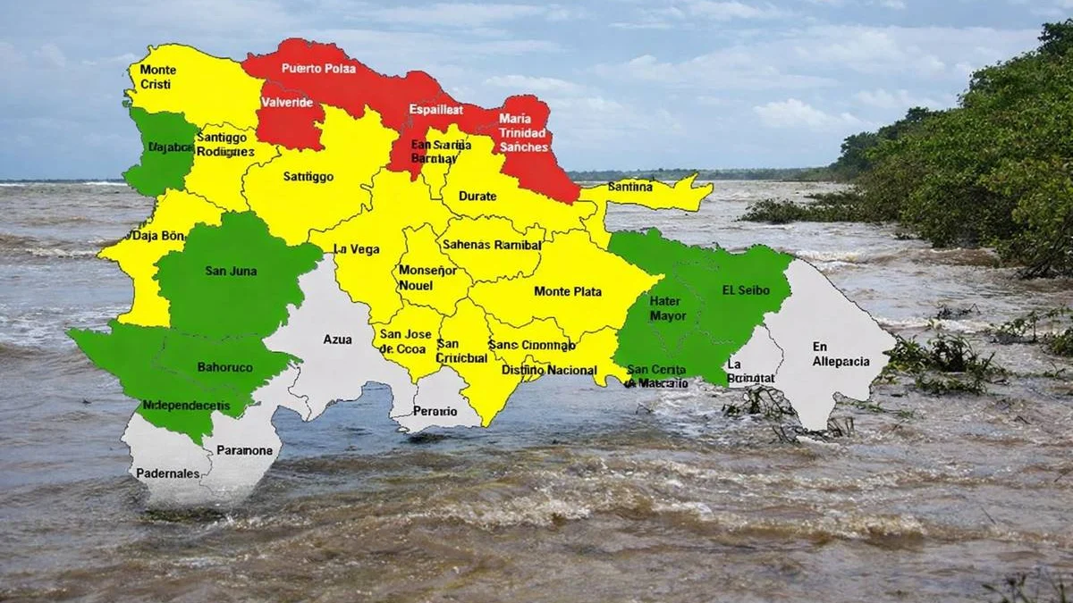 Imagen relacionada con: COE los niveles de alerta: 4 provincias en Roja y el Gran Santo Domingo y otras 14 en Amarilla